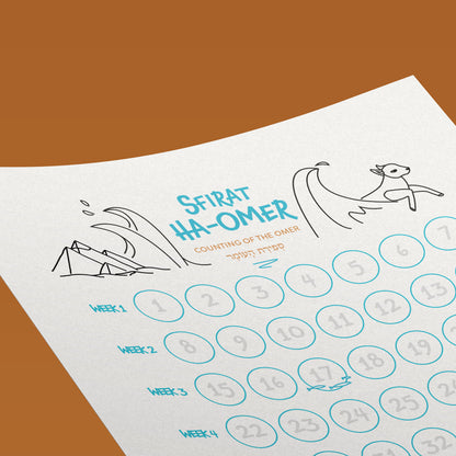 Omer-Counting KIDS Coloring Calendar (Instant Download)